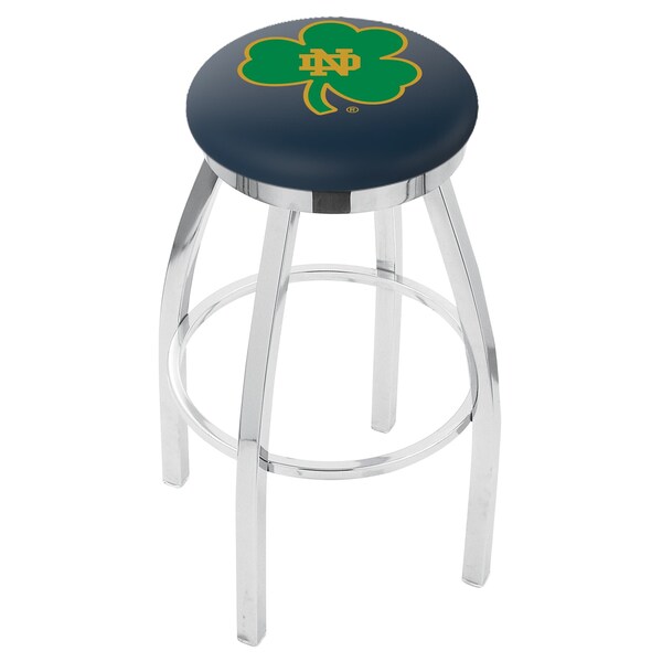 25" Chrome Notre Dame Shamrock Swivel Bar Stool, Accent Ring